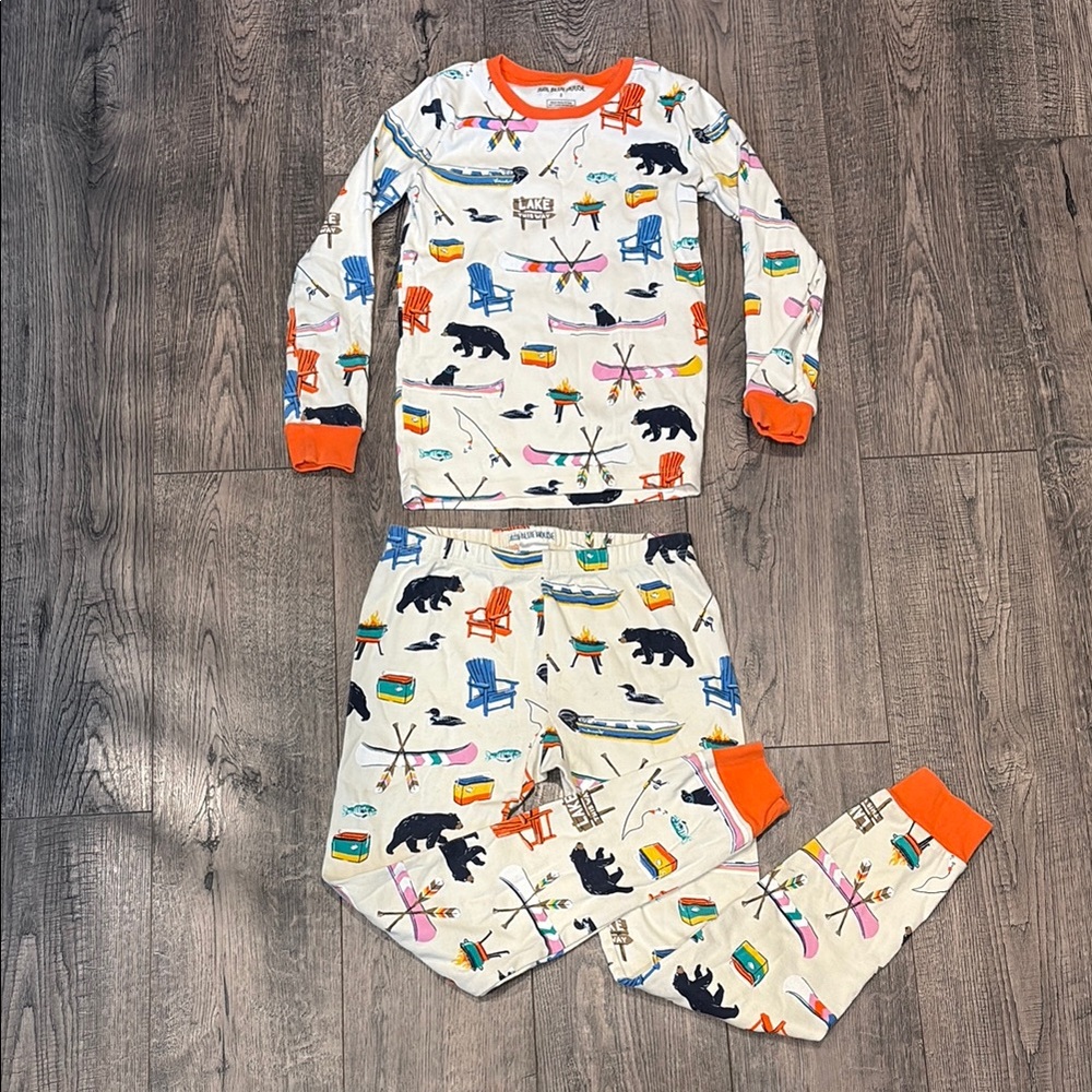 Orange and White Pajama Sets with “on the lake” Print